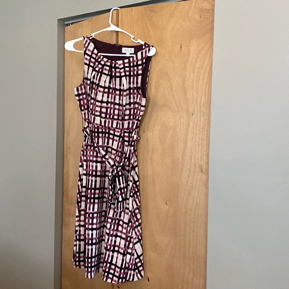 Elle Purple Burgundy Plaid Dress
